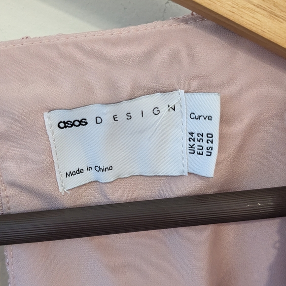 NEW ASOS DESIGN Curve Exclusive Lace Pleated With Tie Detail Blush Pink - Picture 10 of 12